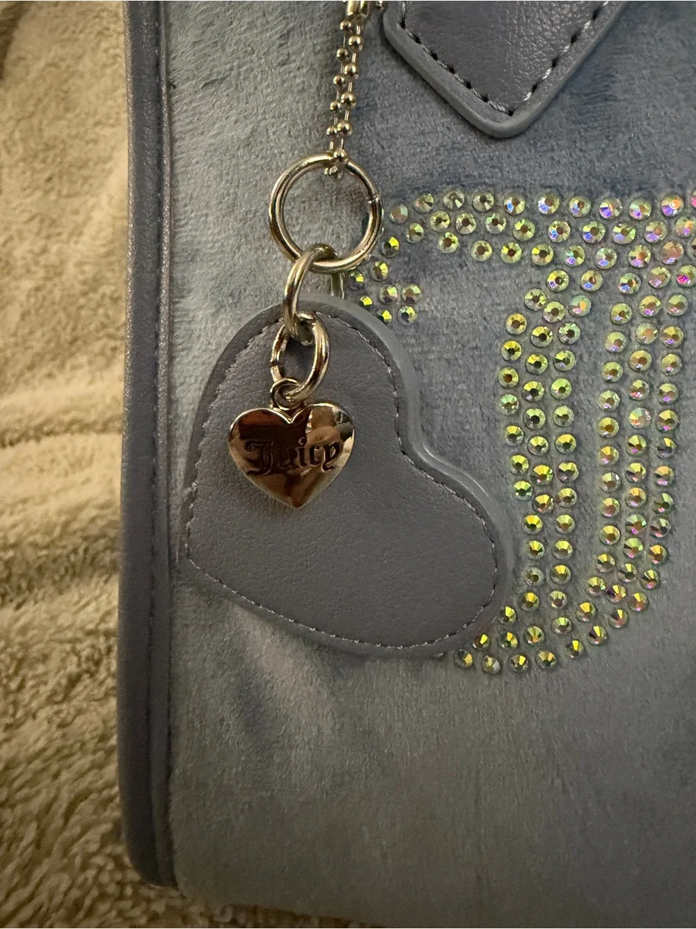 Juicy Couture Periwinkle Blue Mini Satchel with Crystal Logo